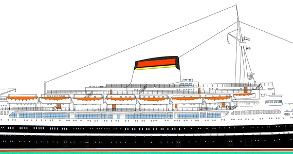 Ship SS Andrea Doria [Ocean Liner] (1956) - drawings, dimensions, pictures